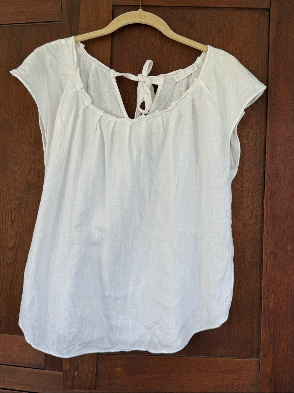 LC Lauren Conrad White Tie-Back Cap Sleeve Blouse